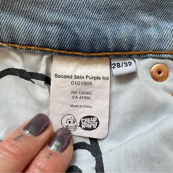 NWOT Cheap Monday Light Wash Purple Ice Second Skin High Waist Skinny Jeans 28 - Picture 7 of 10